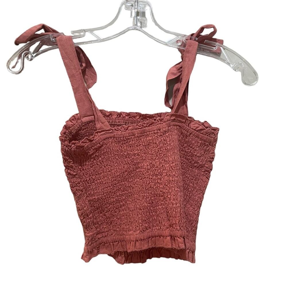 Abercrombie & Fitch tie straps smocked crop top cami rust orange size XS - Picture 5 of 7
